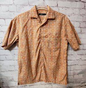 Zegna Sport Short Sleeve Large Button Down Floral Shirt Blue Orange